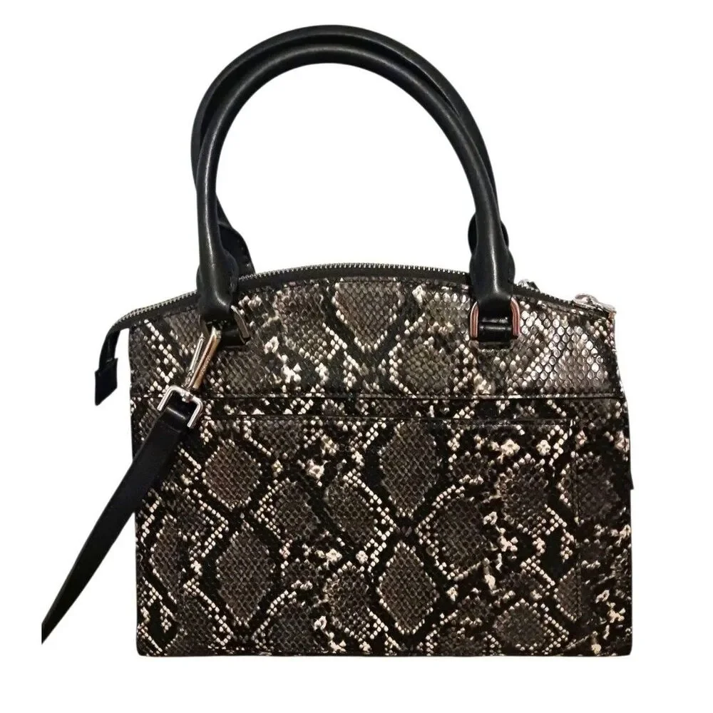 CALVIN KLEIN Lock Candy Python Embossed Statement Satchel / Crossbody Strap Bag - Picture 2 of 8